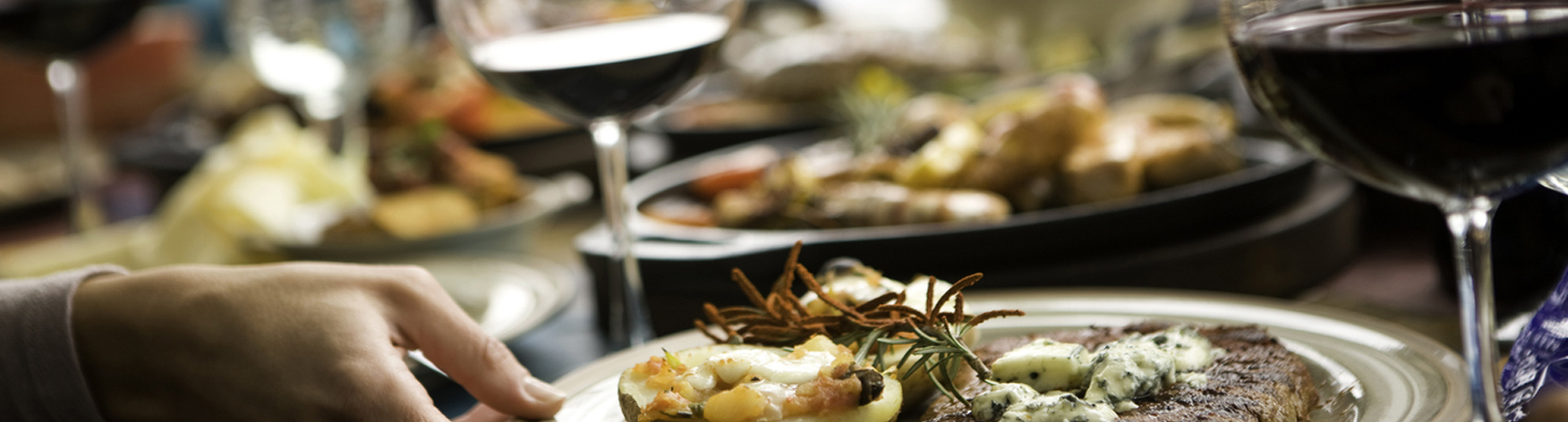 Table of food at a meeting